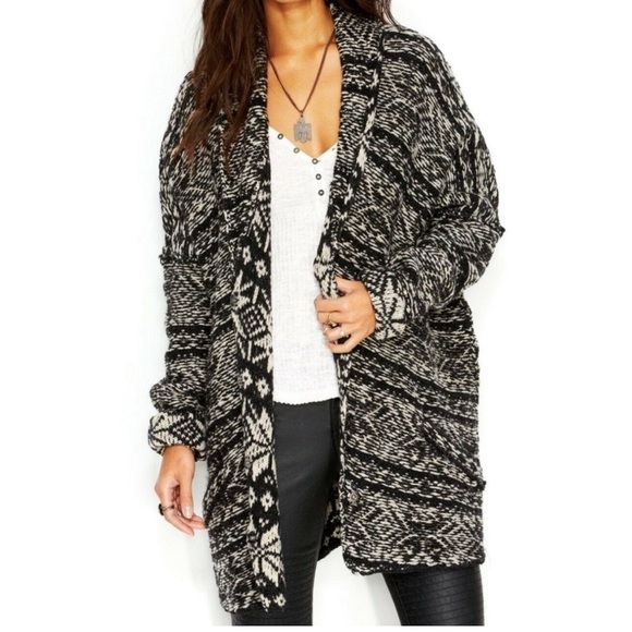 Free People Hidden Snowflake Long Cardigan small - Picture 1 of 13